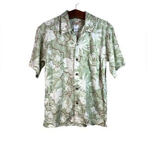 Patagonia Mens Pataloha Green Hawaiian Button Down Shirt Organic Cotton Size M